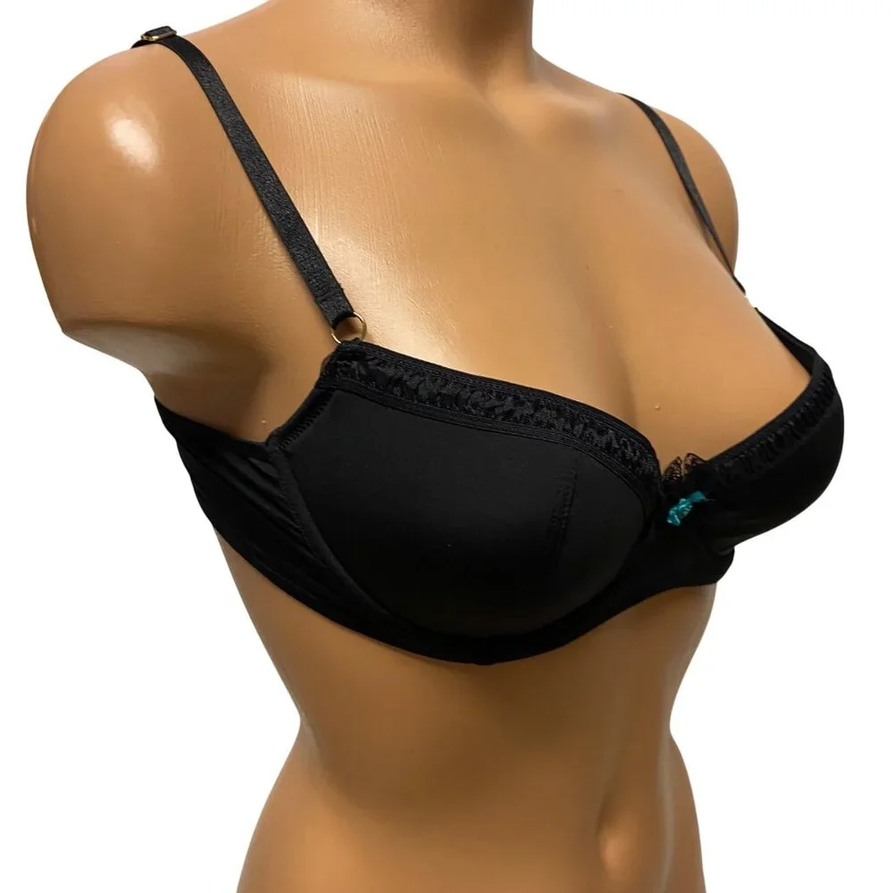 Express Intimates Black Bra Underwire‎ Lace Trim With Bow Accents  36C NSWT